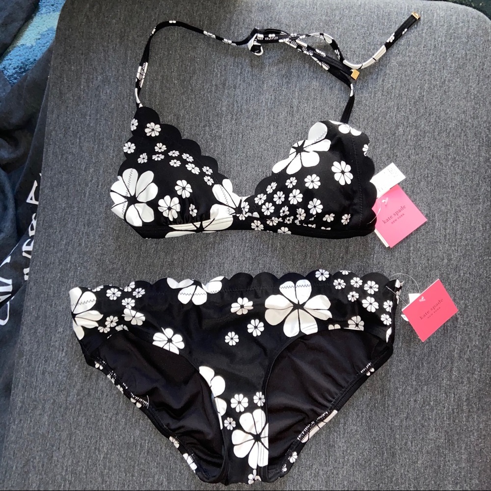Kate Spade Black and White Flower Bikini